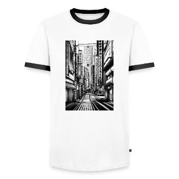 Tokyo II - Men's Ringer Shirt - white/black - Front - AI Model Female 172 light (172cm) & AI Model Male 178 dark (178cm)