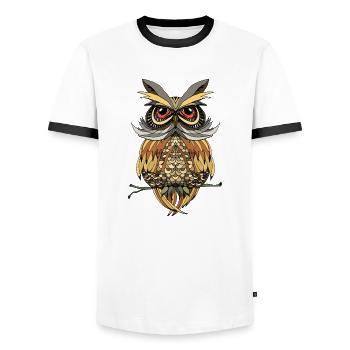 Oiseau - T-shirt contrasté Homme - blanc/noir - Devant - AI Model Female 172 light (172cm) & AI Model Male 178 dark (178cm)