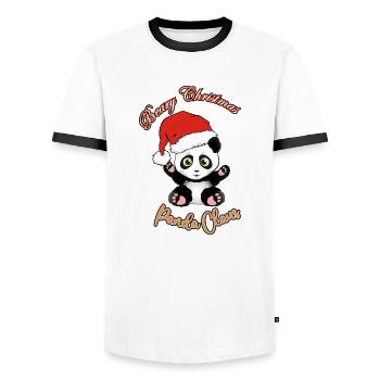 Panda Claus Beary Christmas - Men's Ringer Shirt - white/black - Front - AI Model Female 172 light (172cm) & AI Model Male 178 dark (178cm)