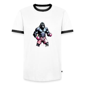Boxe Boxeur Gorille - T-shirt contrasté Homme - blanc/noir - Devant - AI Model Female 172 light (172cm) & AI Model Male 178 dark (178cm)