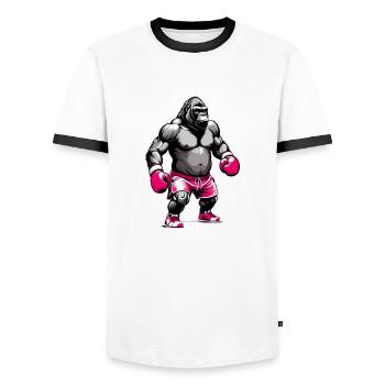 Boxe Boxeur Gorille - T-shirt contrasté Homme - blanc/noir - Devant - AI Model Female 172 light (172cm) & AI Model Male 178 dark (178cm)