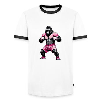 Boxe Boxeur Gorille - T-shirt contrasté Homme - blanc/noir - Devant - AI Model Female 172 light (172cm) & AI Model Male 178 dark (178cm)