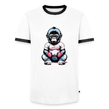 Boxe Boxeur Gorille - T-shirt contrasté Homme - blanc/noir - Devant - AI Model Female 172 light (172cm) & AI Model Male 178 dark (178cm)