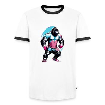 Boxe Boxeur Gorille - T-shirt contrasté Homme - blanc/noir - Devant - AI Model Female 172 light (172cm) & AI Model Male 178 dark (178cm)
