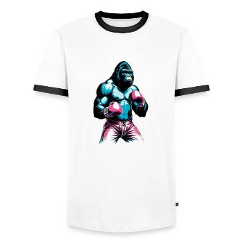Boxe Boxeur Gorille - T-shirt contrasté Homme - blanc/noir - Devant - AI Model Female 172 light (172cm) & AI Model Male 178 dark (178cm)