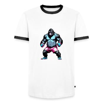 Boxe Boxeur Gorille - T-shirt contrasté Homme - blanc/noir - Devant - AI Model Female 172 light (172cm) & AI Model Male 178 dark (178cm)