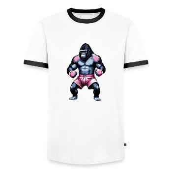 Boxe Boxeur Gorille - T-shirt contrasté Homme - blanc/noir - Devant - AI Model Female 172 light (172cm) & AI Model Male 178 dark (178cm)