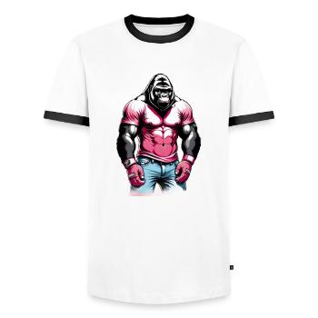 Gorille Boxeur Boxe - T-shirt contrasté Homme - blanc/noir - Devant - AI Model Female 172 light (172cm) & AI Model Male 178 dark (178cm)