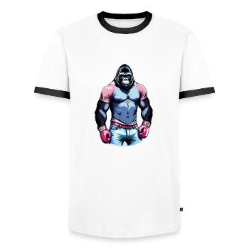 Boxe Boxeur Gorille - T-shirt contrasté Homme - blanc/noir - Devant - AI Model Female 172 light (172cm) & AI Model Male 178 dark (178cm)