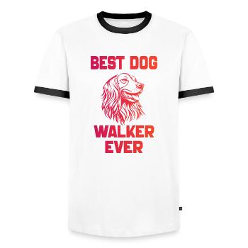 Irish Setter Best Dog Walker Ever funny dog retro - Men's Ringer Shirt - white/black - Front - AI Model Female 172 light (172cm) & AI Model Male 178 dark (178cm)