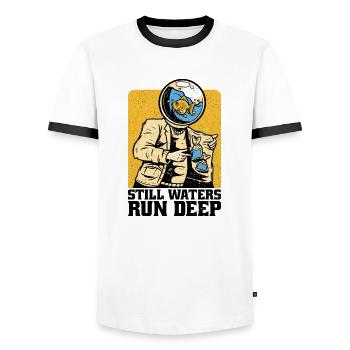 Stille Gewässer sind tief - Motivation inspirierend - Männer Kontrast-T-Shirt - Weiß/Schwarz - Vorne - AI Model Female 172 light (172cm) & AI Model Male 178 dark (178cm)