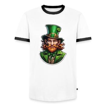Leprechaun / Leprechaun / Vert / Gingembre / Irlande - T-shirt contrasté Homme - blanc/noir - Devant - AI Model Female 172 light (172cm) & AI Model Male 178 dark (178cm)
