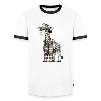 Cute Giraffe Firefighter - Männer Kontrast-T-Shirt - Weiß/Schwarz - Vorne - AI Model Female 172 light (172cm) & AI Model Male 178 dark (178cm)