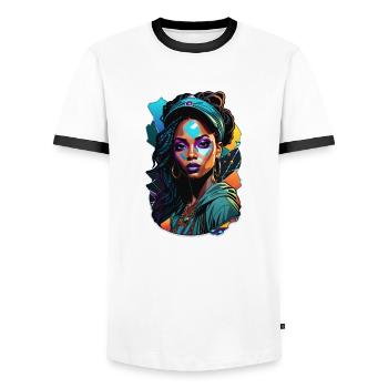 Afro Frau - Schönheit - Männer Kontrast-T-Shirt - Weiß/Schwarz - Vorne - AI Model Female 172 light (172cm) & AI Model Male 178 dark (178cm)