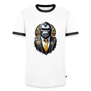 Gorilla mit Goldkette - Männer Kontrast-T-Shirt - Weiß/Schwarz - Vorne - AI Model Female 172 light (172cm) & AI Model Male 178 dark (178cm)