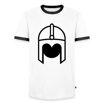 Viking Helmet Warrior - Men's Ringer Shirt - white/black - Front - AI Model Female 172 light (172cm) & AI Model Male 178 dark (178cm)