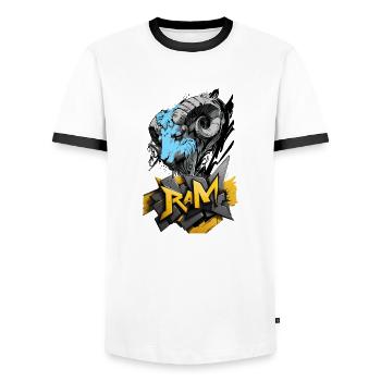 Widder, Widder-Zeichen - Männer Kontrast-T-Shirt - Weiß/Schwarz - Vorne - AI Model Female 172 light (172cm) & AI Model Male 178 dark (178cm)