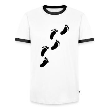 Footprints - Men's Ringer Shirt - white/black - Front - AI Model Female 172 light (172cm) & AI Model Male 178 dark (178cm)