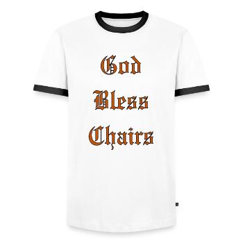 GodBlessChairs - T-shirt contrasté Homme - blanc/noir - Devant - AI Model Female 172 light (172cm) & AI Model Male 178 dark (178cm)