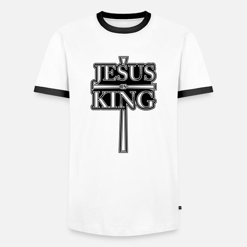jesus is king 1 - Männer Kontrast-T-Shirt - Weiß/Schwarz