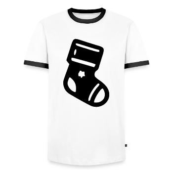Chaussette Noël - T-shirt contrasté Homme - blanc/noir - Devant - AI Model Female 172 light (172cm) & AI Model Male 178 dark (178cm)