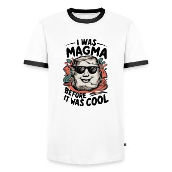 Magma-Humor – Vor Coolness, Geologe - Männer Kontrast-T-Shirt - Weiß/Schwarz - Vorne - AI Model Female 172 light (172cm) & AI Model Male 178 dark (178cm)