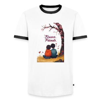 Freunde für immer - Männer Kontrast-T-Shirt - Weiß/Schwarz - Vorne - AI Model Female 172 light (172cm) & AI Model Male 178 dark (178cm)
