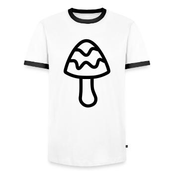Pilz - Männer Kontrast-T-Shirt - Weiß/Schwarz - Vorne - AI Model Female 172 light (172cm) & AI Model Male 178 dark (178cm)