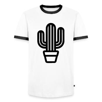 Kaktus - Männer Kontrast-T-Shirt - Weiß/Schwarz - Vorne - AI Model Female 172 light (172cm) & AI Model Male 178 dark (178cm)