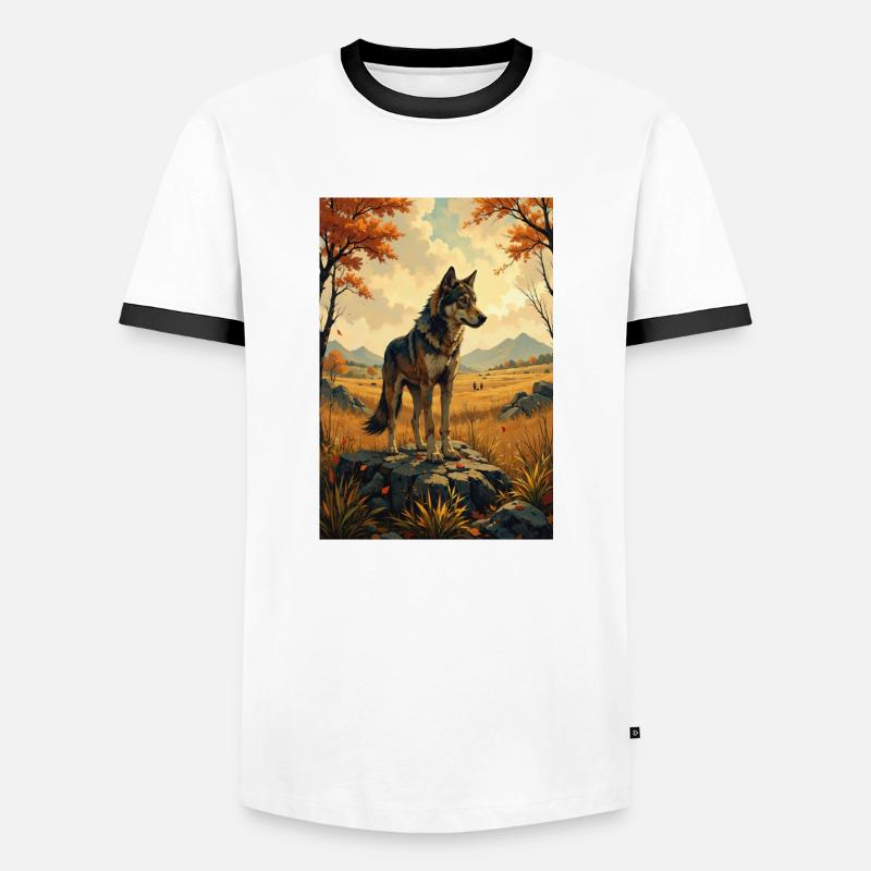 Das Bild des Wolfes - Männer Kontrast-T-Shirt - Weiß/Schwarz