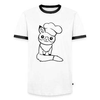 Fox Chef's Hat Chef Cooking Restaurant Kitchen - Men's Ringer Shirt - white/black - Front - AI Model Female 172 light (172cm) & AI Model Male 178 dark (178cm)