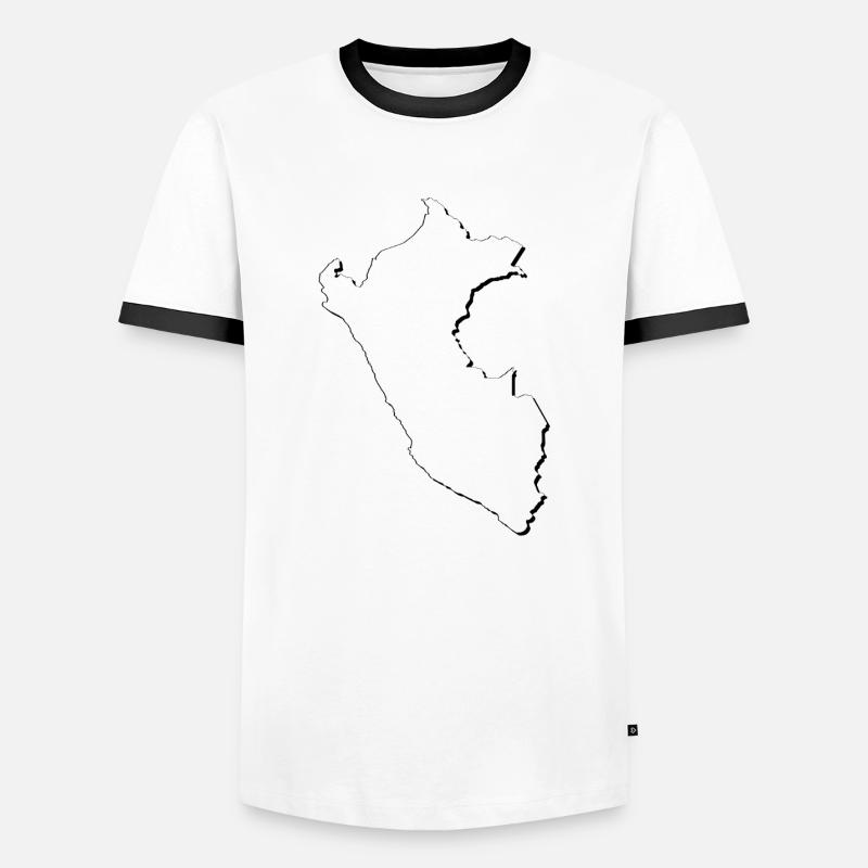 Peru map as an outline - Men's Ringer Shirt - white/black