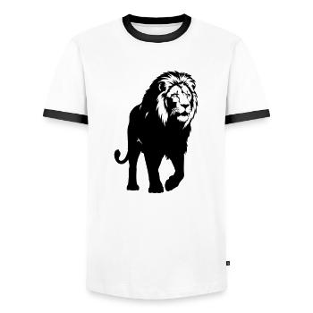 León - Männer Kontrast-T-Shirt - Weiß/Schwarz - Vorne - AI Model Female 172 light (172cm) & AI Model Male 178 dark (178cm)