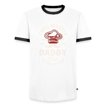 Grill Master Chef Daddy - Hot of the Grill - Männer Kontrast-T-Shirt - Weiß/Schwarz - Vorne - AI Model Female 172 light (172cm) & AI Model Male 178 dark (178cm)
