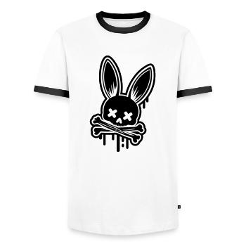 Crâne de lapin Crâne de Pâques - T-shirt contrasté Homme - blanc/noir - Devant - AI Model Female 172 light (172cm) & AI Model Male 178 dark (178cm)
