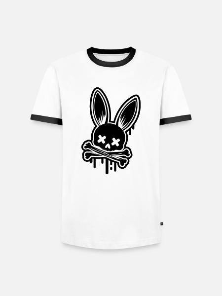 Bunny Skull Easter Skull - Men's Ringer Shirt - white/black