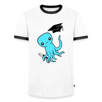Octopus High School Graduation Passed College - T-shirt contrasté Homme - blanc/noir - Devant - AI Model Female 172 light (172cm) & AI Model Male 178 dark (178cm)