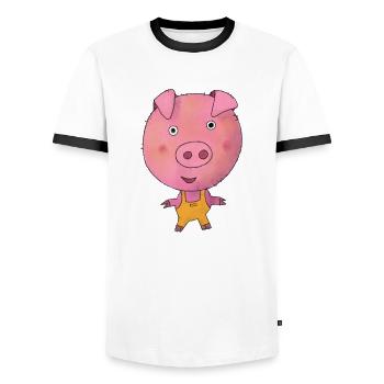 Pig Piggy Sow - Men's Ringer Shirt - white/black - Front - AI Model Female 172 light (172cm) & AI Model Male 178 dark (178cm)