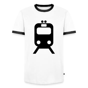 Rail transportation - Men's Ringer Shirt - white/black - Front - AI Model Female 172 light (172cm) & AI Model Male 178 dark (178cm)