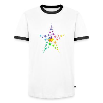 Étoiles étoiles colorées beaucoup d’étoiles - T-shirt contrasté Homme - blanc/noir - Devant - AI Model Female 172 light (172cm) & AI Model Male 178 dark (178cm)