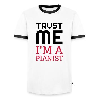 Pianiste Piano Musique Musicien Concert - T-shirt contrasté Homme - blanc/noir - Devant - AI Model Female 172 light (172cm) & AI Model Male 178 dark (178cm)