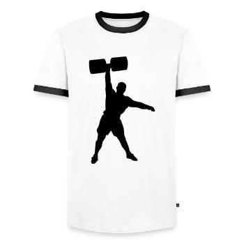 Strongman - Männer Kontrast-T-Shirt - Weiß/Schwarz - Vorne - AI Model Female 172 light (172cm) & AI Model Male 178 dark (178cm)