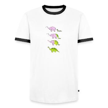 éléphant serpent dinosaure - T-shirt contrasté Homme - blanc/noir - Devant - AI Model Female 172 light (172cm) & AI Model Male 178 dark (178cm)