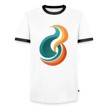 Flame Wave - Men's Ringer Shirt - white/black - Front - AI Model Female 172 light (172cm) & AI Model Male 178 dark (178cm)