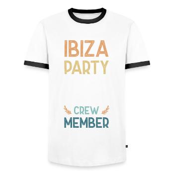 Ibiza Party Crew - Men's Ringer Shirt - white/black - Front - AI Model Female 172 light (172cm) & AI Model Male 178 dark (178cm)