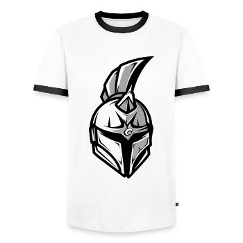 Casque spartiate Sparte - T-shirt contrasté Homme - blanc/noir - Devant - AI Model Female 172 light (172cm) & AI Model Male 178 dark (178cm)