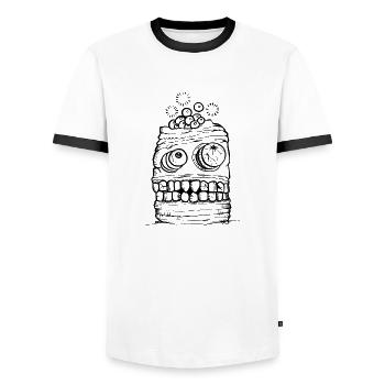 Halloween Monster Skull T-Shirt - Men's Ringer Shirt - white/black - Front - AI Model Female 172 light (172cm) & AI Model Male 178 dark (178cm)