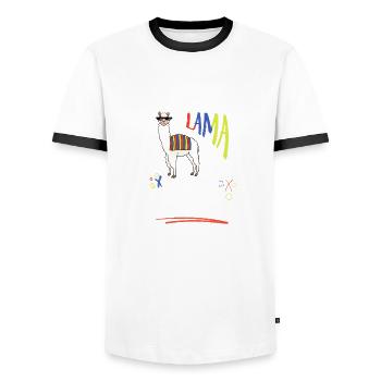 Alpaka - Tastrophe Lama Geschenk Lustig Spruch - Männer Kontrast-T-Shirt - Weiß/Schwarz - Vorne - AI Model Female 172 light (172cm) & AI Model Male 178 dark (178cm)