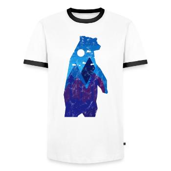 Baer Nature Forêt Abstraite Vintage - T-shirt contrasté Homme - blanc/noir - Devant - AI Model Female 172 light (172cm) & AI Model Male 178 dark (178cm)