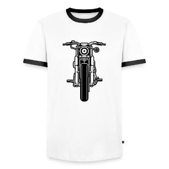 Moto / moto 03_schwarz blanc - T-shirt contrasté Homme - blanc/noir - Devant - AI Model Female 172 light (172cm) & AI Model Male 178 dark (178cm)
